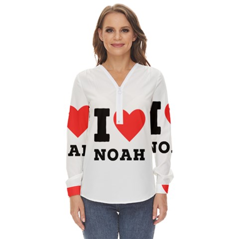 I Love Noah Zip Up Long Sleeve Blouse by ilovewhateva