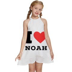 I Love Noah Kids  Halter Collar Waist Tie Chiffon Dress by ilovewhateva