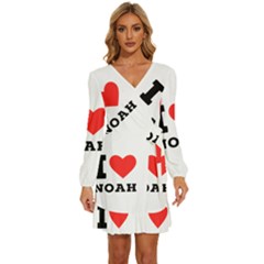 I Love Noah Long Sleeve Waist Tie Ruffle Velvet Dress by ilovewhateva