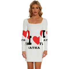 I Love Nathan Long Sleeve Square Neck Bodycon Velvet Dress by ilovewhateva