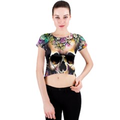 Skeleton Skull Cottagecore Crew Neck Crop Top by GardenOfOphir