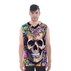 Skeleton Skull Cottagecore Men s Basketball Tank Top by GardenOfOphir