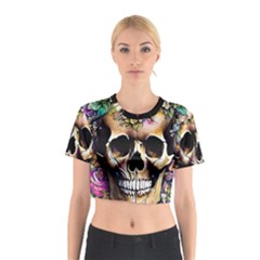 Skeleton Skull Cottagecore Cotton Crop Top by GardenOfOphir