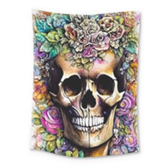 Skeleton Skull Cottagecore Medium Tapestry