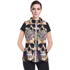 Skeleton Skull Cottagecore Women s Puffer Vest