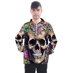 Skeleton Skull Cottagecore Men s Half Zip Pullover