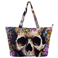 Skeleton Skull Cottagecore Full Print Shoulder Bag by GardenOfOphir