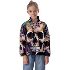 Skeleton Skull Cottagecore Kids  Half Zip Hoodie