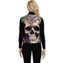 Skeleton Skull Cottagecore Women s Short Button Up Puffer Vest View2