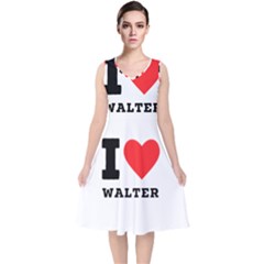 I Love Walter V-neck Midi Sleeveless Dress  by ilovewhateva