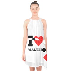 I Love Walter Halter Collar Waist Tie Chiffon Dress by ilovewhateva