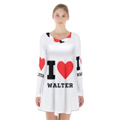 I Love Walter Long Sleeve Velvet V-neck Dress by ilovewhateva