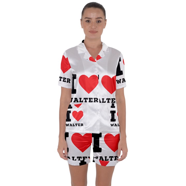 I love walter Satin Short Sleeve Pajamas Set