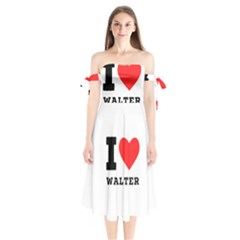 I Love Walter Shoulder Tie Bardot Midi Dress by ilovewhateva