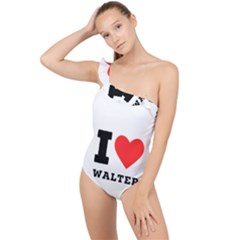 I Love Walter Frilly One Shoulder Swimsuit by ilovewhateva