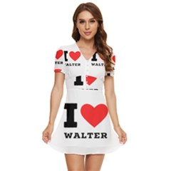 I Love Walter V-neck High Waist Chiffon Mini Dress by ilovewhateva