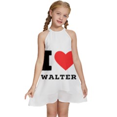 I Love Walter Kids  Halter Collar Waist Tie Chiffon Dress by ilovewhateva