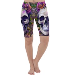 Cute Skulls And Bones Cropped Leggings  by GardenOfOphir