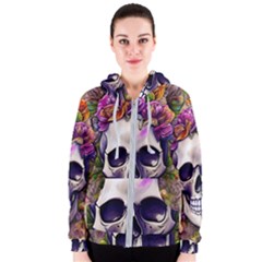 Cute Skulls And Bones Women s Zipper Hoodie