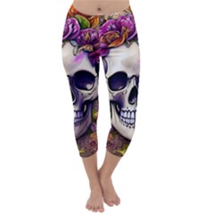 Cute Skulls And Bones Capri Winter Leggings 