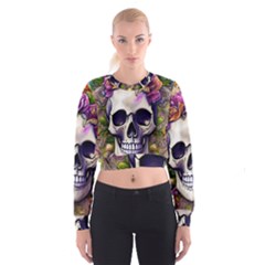 Cute Skulls And Bones Cropped Sweatshirt