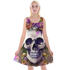 Cute Skulls And Bones Reversible Velvet Sleeveless Dress