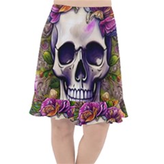 Cute Skulls And Bones Fishtail Chiffon Skirt