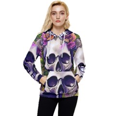 Cute Skulls And Bones Women s Lightweight Drawstring Hoodie