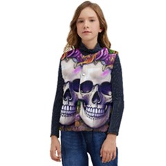 Cute Skulls And Bones Kid s Short Button Up Puffer Vest	