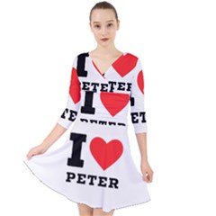 I Love Peter Quarter Sleeve Front Wrap Dress by ilovewhateva