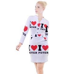 I Love Peter Button Long Sleeve Dress by ilovewhateva