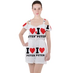 I Love Peter Ruffle Cut Out Chiffon Playsuit by ilovewhateva