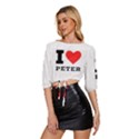 I love peter Mid Sleeve Drawstring Hem Top View2