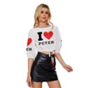 I love peter Mid Sleeve Drawstring Hem Top View3