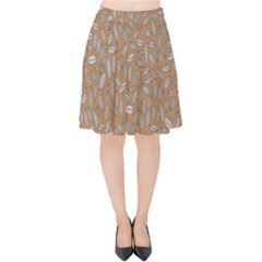 Leaves-013 Velvet High Waist Skirt by nateshop