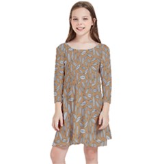 Leaves-013 Kids  Quarter Sleeve Skater Dress by nateshop