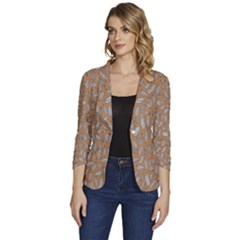 Leaves-013 Women s One-button 3/4 Sleeve Short Jacket