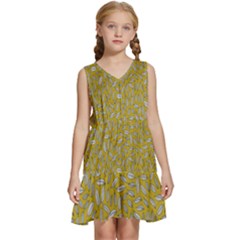 Leaves-014 Kids  Sleeveless Tiered Mini Dress by nateshop