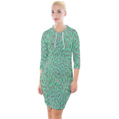 Leaves-015 Quarter Sleeve Hood Bodycon Dress by nateshop