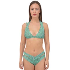 Leaves-015 Double Strap Halter Bikini Set by nateshop