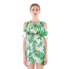 Leaves-37 Shoulder Cutout One Piece Dress by nateshop