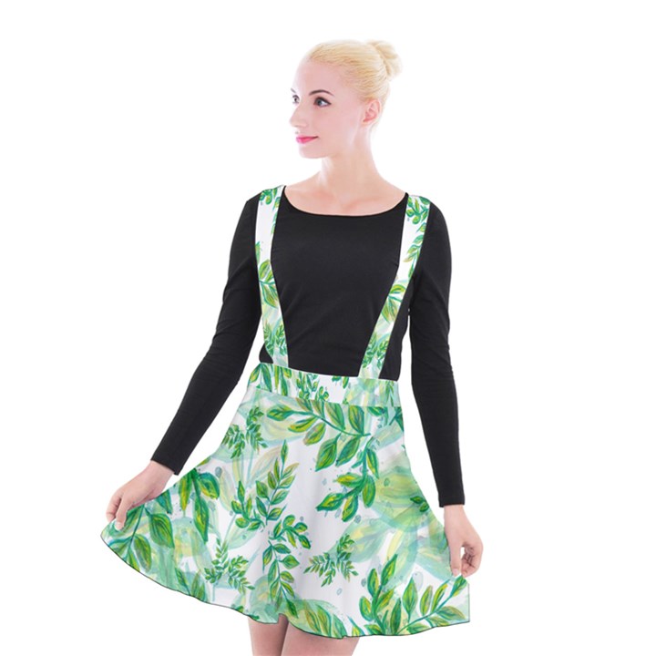 Leaves-37 Suspender Skater Skirt