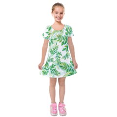 Leaves-37 Kids  Short Sleeve Velvet Dress by nateshop