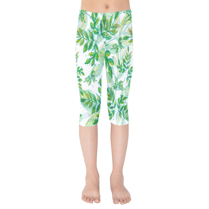 Leaves-37 Kids  Capri Leggings 