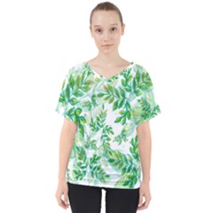 Leaves-37 V-neck Dolman Drape Top by nateshop