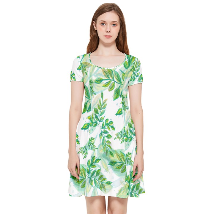 Leaves-37 Inside Out Cap Sleeve Dress