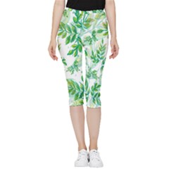 Leaves-37 Inside Out Lightweight Velour Capri Leggings  by nateshop