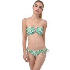 Leaves-37 Twist Bandeau Bikini Set