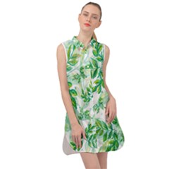 Leaves-37 Sleeveless Shirt Dress by nateshop