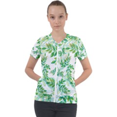 Leaves-37 Short Sleeve Zip Up Jacket by nateshop